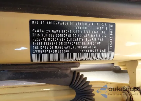 2013 Volkswagen Beetle 2.5L from USA, damaged, VIN 3VW5P7ATXDM822260